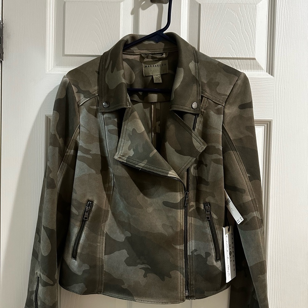 Anthropologie Marrakech Sueded Camo Moto Jacket Small NWT